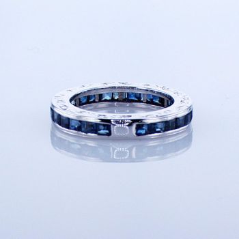 2.50CT Princess Cut Channel Set Sapphire Eternity Band in 18K White Gold/IDJ10560