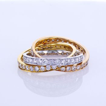 18KT TRI COLOR MICRO PAVE ETERNITY ROLO RING 010621