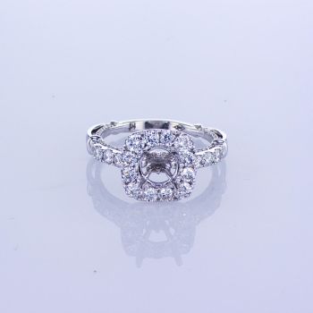1.11ct Round Diamond Halo Engagement Setting F-G SI In 18K White Gold 013007