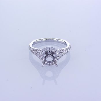 0.73CT 18KT White Gold Prong Set Round Cut Diamond Setting With A Split  013761                                                                          