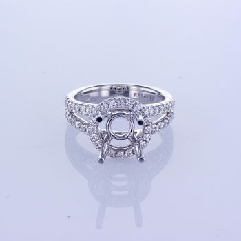 0.83ct Round Brilliant Diamond Halo And Split Shank Engagement Setting F-G SI In 18KT White Gold  014393