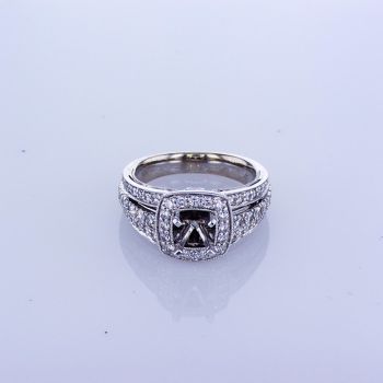 0.87ct Round Brilliant Cut Diamond In Halo Engagement Setting,F-G SI 14KT White Gold 014543