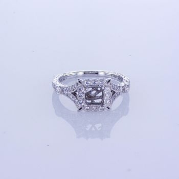 0.25ct Vintage Platinum Round Halo Diamond Engagement Setting 014568