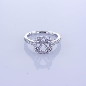 0.76CT 18k White Gold Round Halo Diamond Engagement Ring 014690