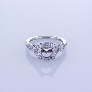 0.72CT 14k White Gold Round Halo Diamond Engagement Ring 014693