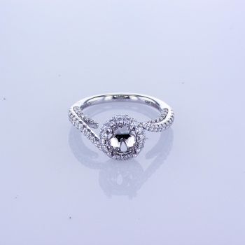0.75CT 14k White Gold Round Halo Diamond Engagement Ring 014695