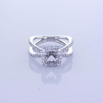 0.82CT 14k White Gold Round Halo Diamond Engagement Ring 014696