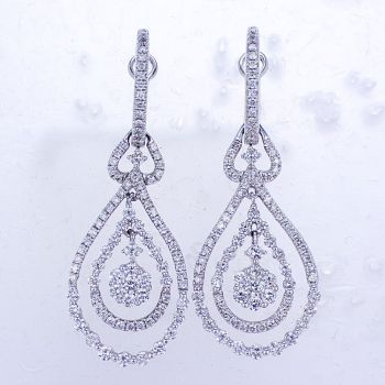 2.45 F SI1 14K White Gold Diamond Drop Earrings 014723