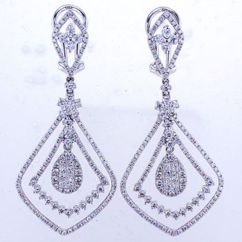 2.86CT Diamond Drop Earrings 14K White Gold 014724