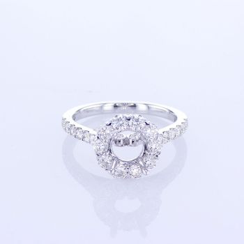 0.75CT FLORAL SHAPE ROUND HALO ENGAGEMENT SETTING IN 18KT WHITE GOLD 014945