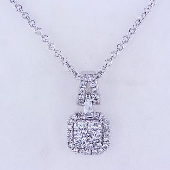 0.35CT 18KT WHITE GOLD CLUSTER DIAMOND PENDANT NECKLACE 014960