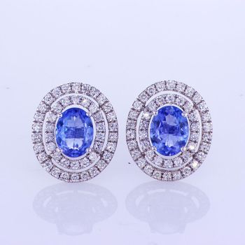 3.30CT Tanzanite and Diamond Earrings In 14k White Gold 015005