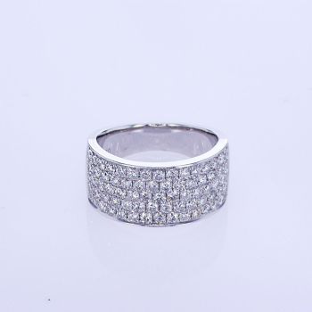 18KT WHITE GOLD COCKTAIL 5 ROW PAVE DIAMOND RING 015122