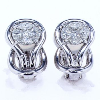 0.76CT Diamond Cluster Fashion Earrings 18K White Gold  015193