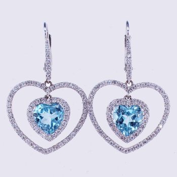 4.46 CTW Blue Topaz & Diamond Earrings F SI in 18K White Gold 015204