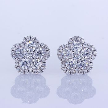 2.15CT Cluster Diamond Earrings 015301