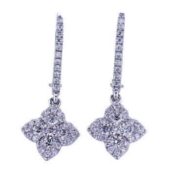0.82CT 18K White Gold Diamond Hanging Earrings 015314