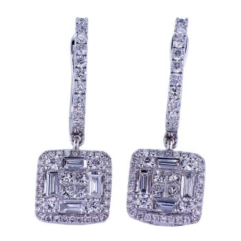 1.34CT 18K White Gold Diamond Earrings 015315