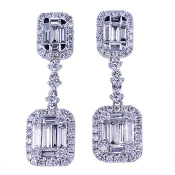 1.57CT 18K White Gold Diamond Earrings 015316