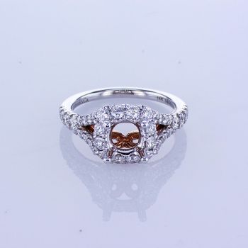1.06CT 14k White/Rose Gold Round Halo Diamond Engagement Ring 015457