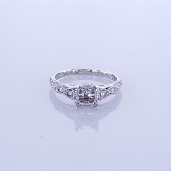 0.15CT Vintage Platinum Round Straight Diamond Engagement Ring 015558