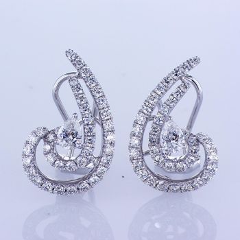 1.75 CT 18KT WHITE GOLD FASHION EARRING WITH MIX CUT DIAMOND AND FRENCH BACKS 015578