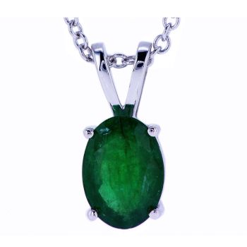 1.10CT 14KT WHITE GOLD GREEN EMERALD PENDANT WITH CHAIN 015843