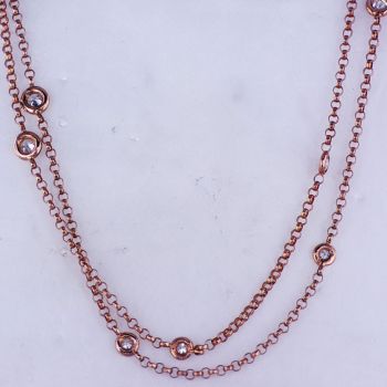 0.70CT  18KT ROSE GOLD DIAMOND BY THE YARD NECKLACE 015892