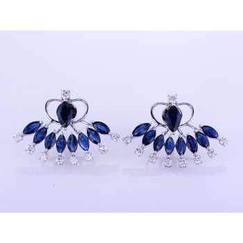 6.62 CT 18KT WHITE GOLD MARQUISE SAPPHIRE AND DIAMOND PEEK-A-BOO EARRINGS WITH PUSH BACKS 015924