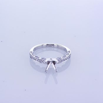0.30ct 18KT WHITE GOLD PAVE DIAMOND SETTING WITH 4-PRONG HEAD AND CRESCENT DETAILS ON THE PROFILE 015946