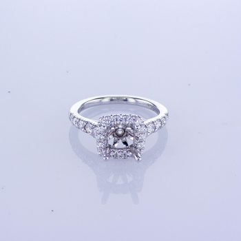 0.70CT 14k White Gold Round Halo Diamond Engagement Ring 015968