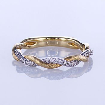 0.19CT 14KT YELLOW GOLD TWISTED DIAMOND STACKABLE BAND 015971