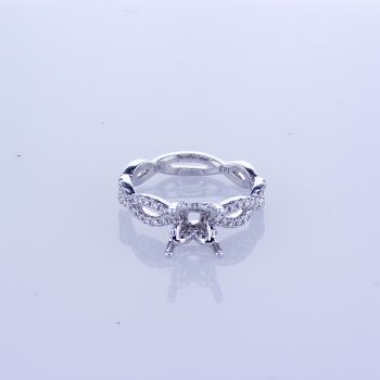0.40CT 18KT WHITE GOLD DIAMOND SETTING WITH TWISTED SHANK AND TULIP DESIGN ON THE BASKET 016132