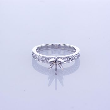 0.25CT PLATINUM DIAMOND SETTING WITH 6-PRONG HEAD AND PAVE DIAMONDS ON THE SHANK 016199