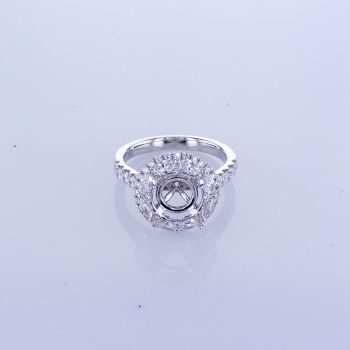 1.30ct 18KT W GOLD ROUND HALO DIAMOND SETTING WITH ROUND & MARQUISE DIAMONDS ON THE HALO 016263