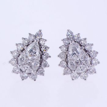 1.54 CT F SI1 Diamond Earrings in 18K White Gold 