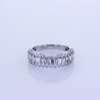 1.75CT 18KT White Gold 3-Row Band With Baguettes and Round Diamonds  016291
