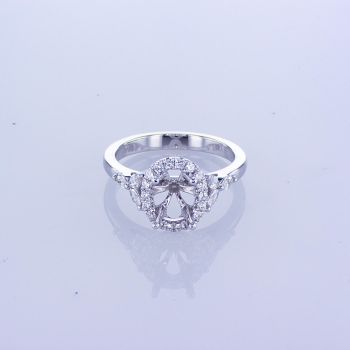 0.47CT 18KT WHITE GOLD OVAL HALO DIAMOND SETTING WITH MARQUISE DIAMONDS ON THE SHANK 016330