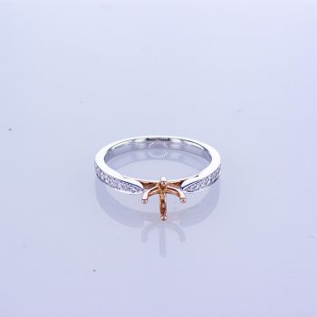 0.17ct 18KT WHITE GOLD WITH ROSE GOLD HEAD DIAMOND SETTING  016440