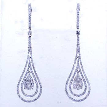2.05CT 18KT White Gold Diamond Tear Drop Earring With French Backs 016484