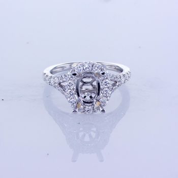 0.80CT 18KT WHITE GOLD OVAL HALO DIAMOND ENGAGEMENT RING SETTING WITH SPLIT SHANK 016498