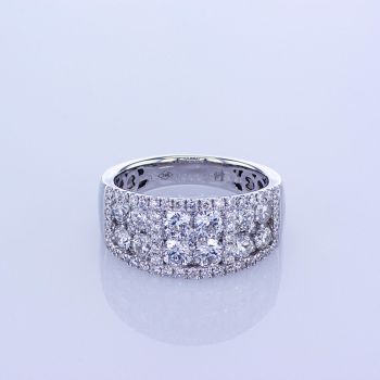 2.10CT 18KT WHITE GOLD  DIAMOND TAPERED WIDE DOME PAVE DIAMOND BAND 016548