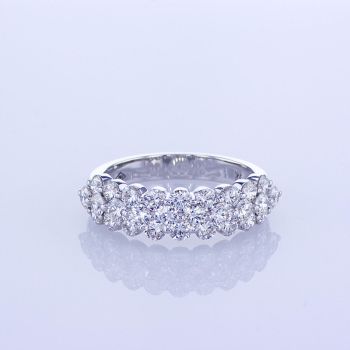 1.90CT 18KT WHITE GOLD 3-ROW DIAMOND BAND WITH ELEVATED CENTER ROW 016552