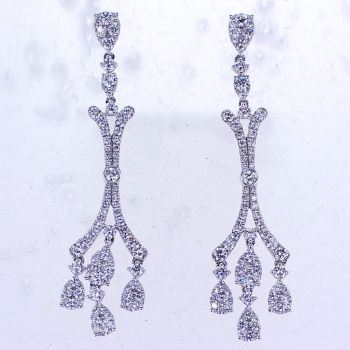 2.74CT Diamond Earrings 18K White Gold 2'' 016559