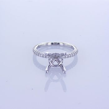 0.43CT 18KT WHITE GOLD FRENCH CUT PAVE DIAMOND ENGAGEMENT RING SETTING 016706