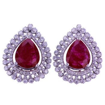 5.12 CTW Ruby and Diamond Classic Earrings in Platinum