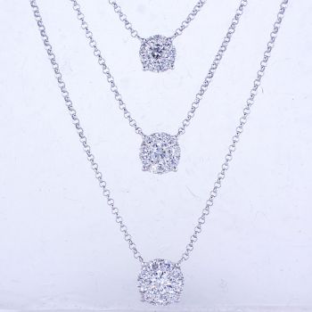 0.95CT 18KT White Gold Layer Diamond Necklace 016761