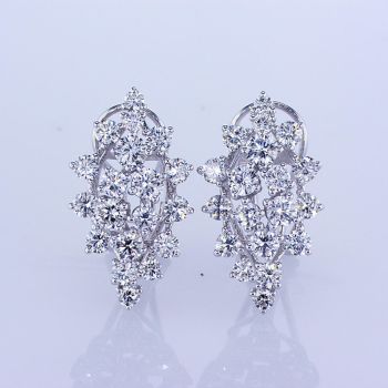 2.40CT 18KT WHITE GOLD DIAMOND LEAF SHAPED FASHION EARRINGS WITH FRENCH BACKS 016995