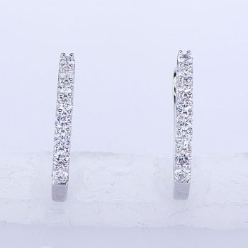 0.45 CT Diamond Huggie Earrings F SI 18K White Gold Hinged Backs 017121