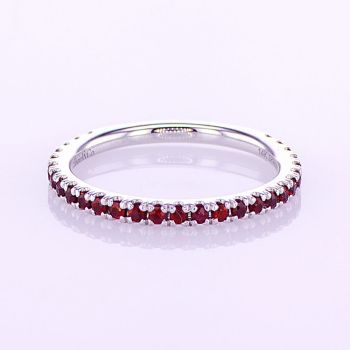 14KT WHITE GOLD RUBY STACKABLE WEDDING BAND 017222